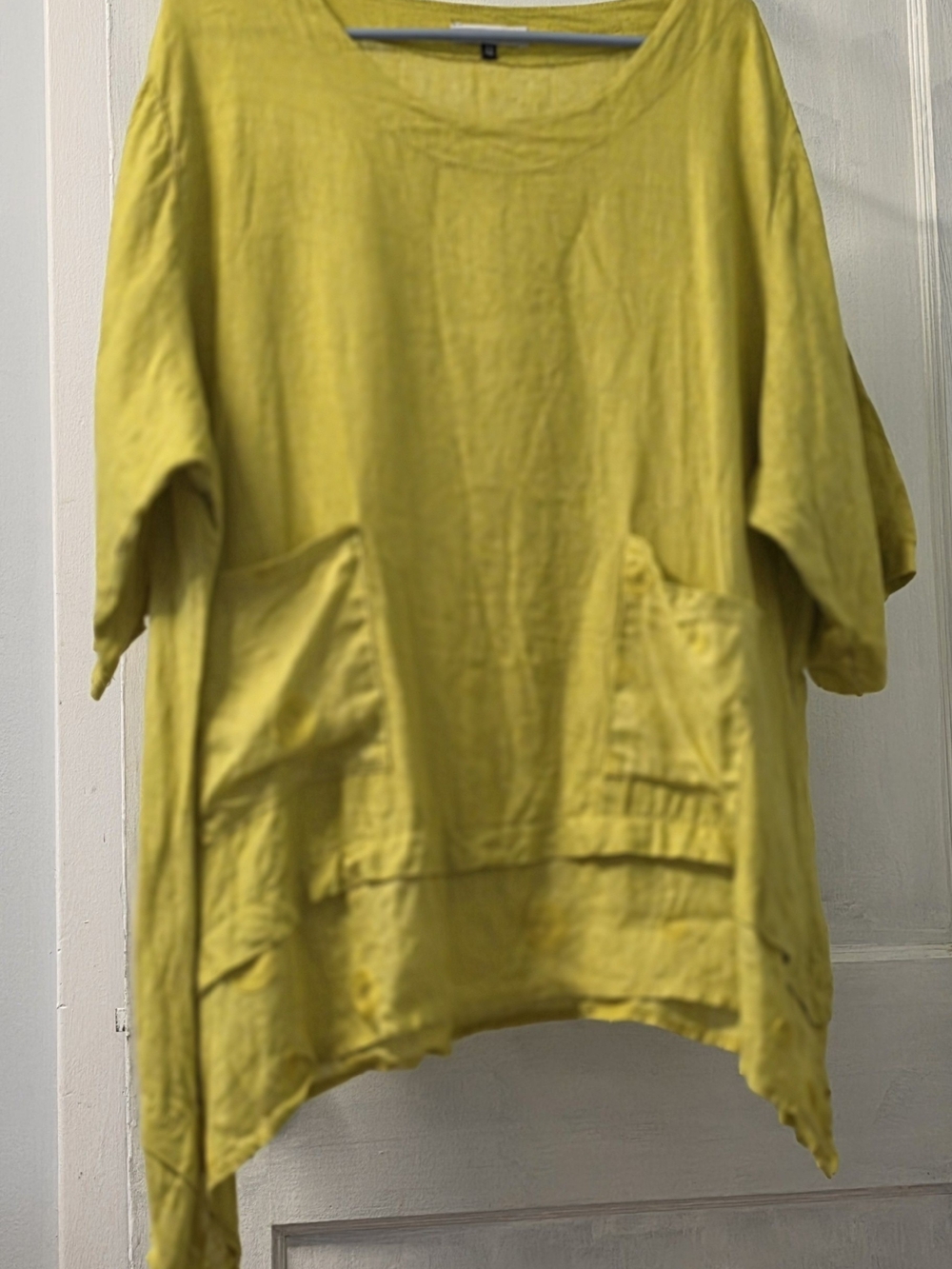 Yellow Linen Pocket Tunic Top